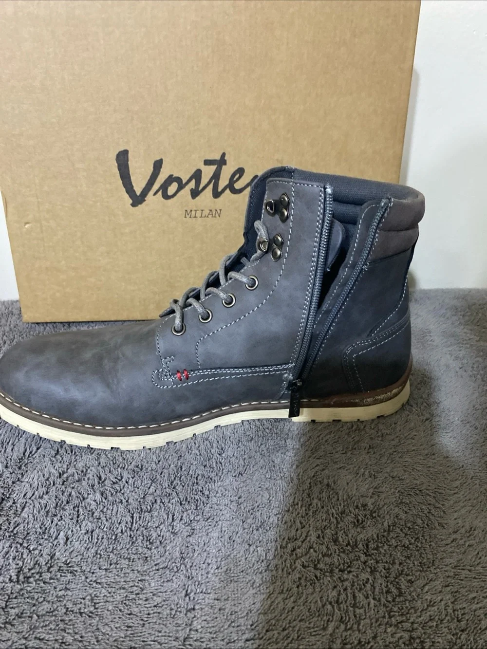 Men's Dark Brown Lace-Up Casual Boots with Padded Collar